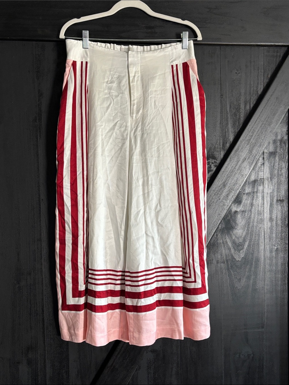 Anthropologie Maeve Avery Pleated Track Trousers Red Stripe Wide Leg S